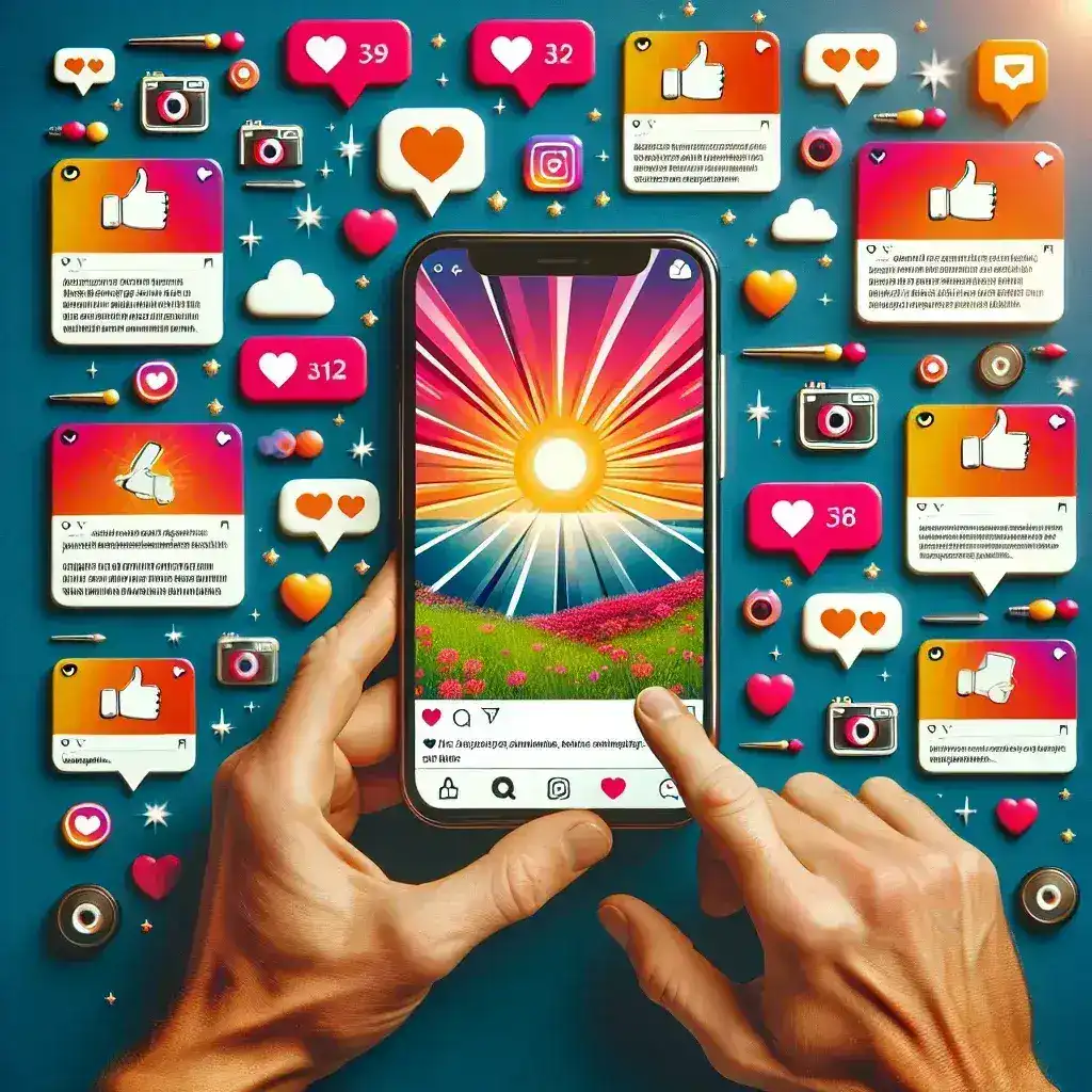 "Instagram post showcasing a split screen of different captions tested for engagement, illustrating strategies for maximizing interaction in social media marketing"