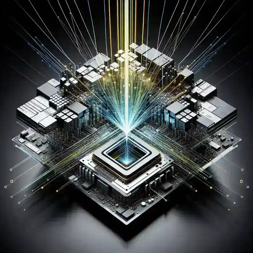 "Close-up image of a computer workstation showcasing advanced graphics hardware featuring Blackwell's 4th Gen RT Cores, illustrating enhancements in ray tracing technology for high-performance rendering."